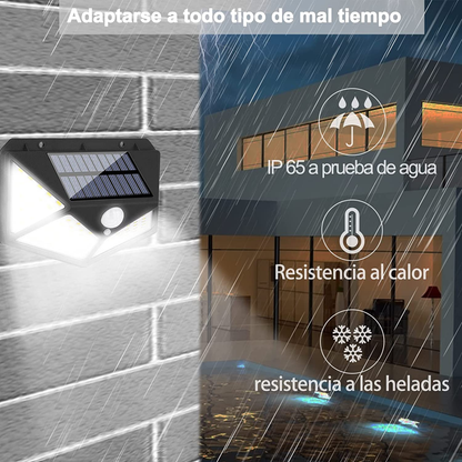 ECOLUZ100 Lampara solar con sensor de movimiento de 100 luces led